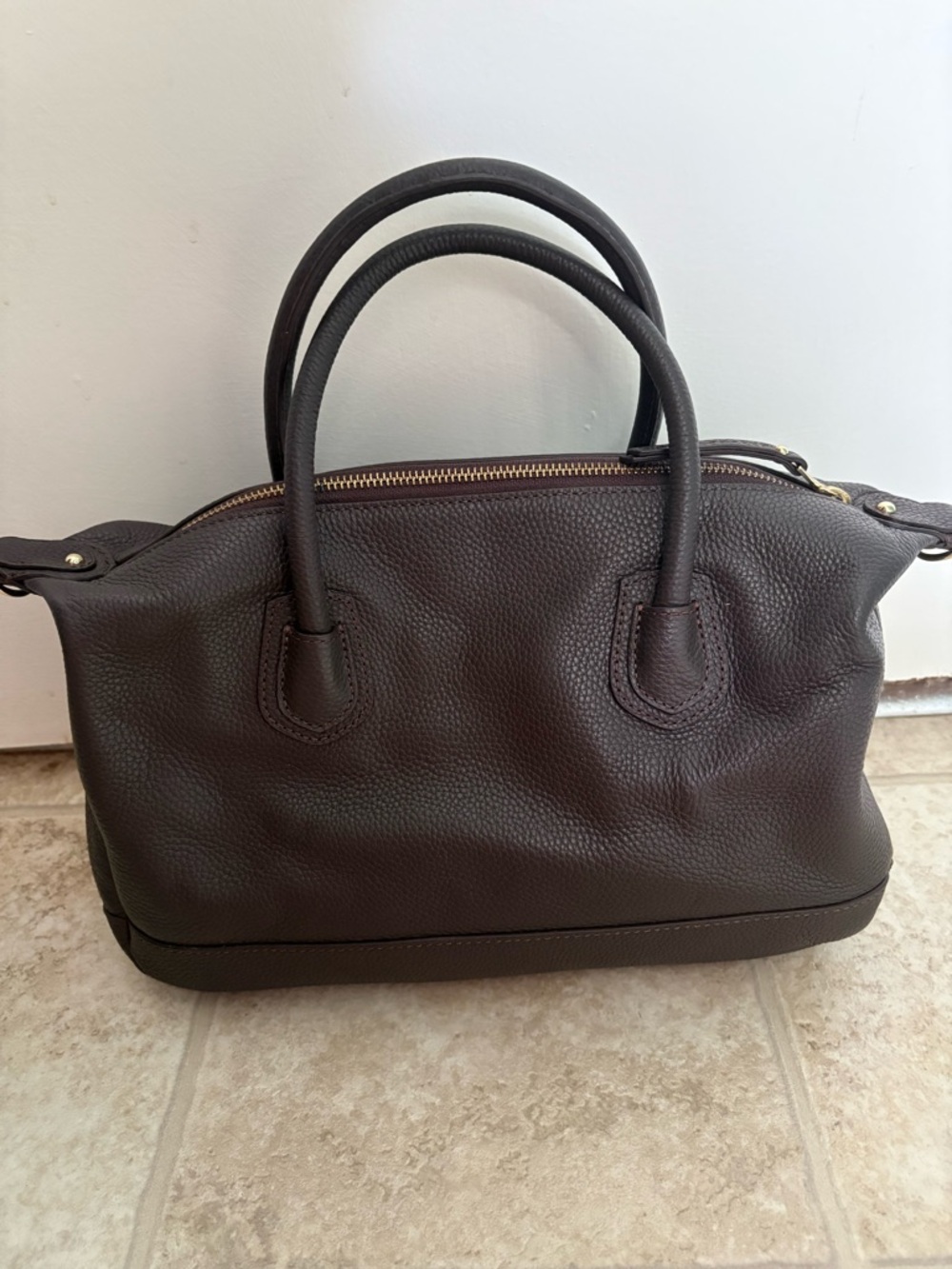 Talbots Dark Brown Pebbled Leather Satchel